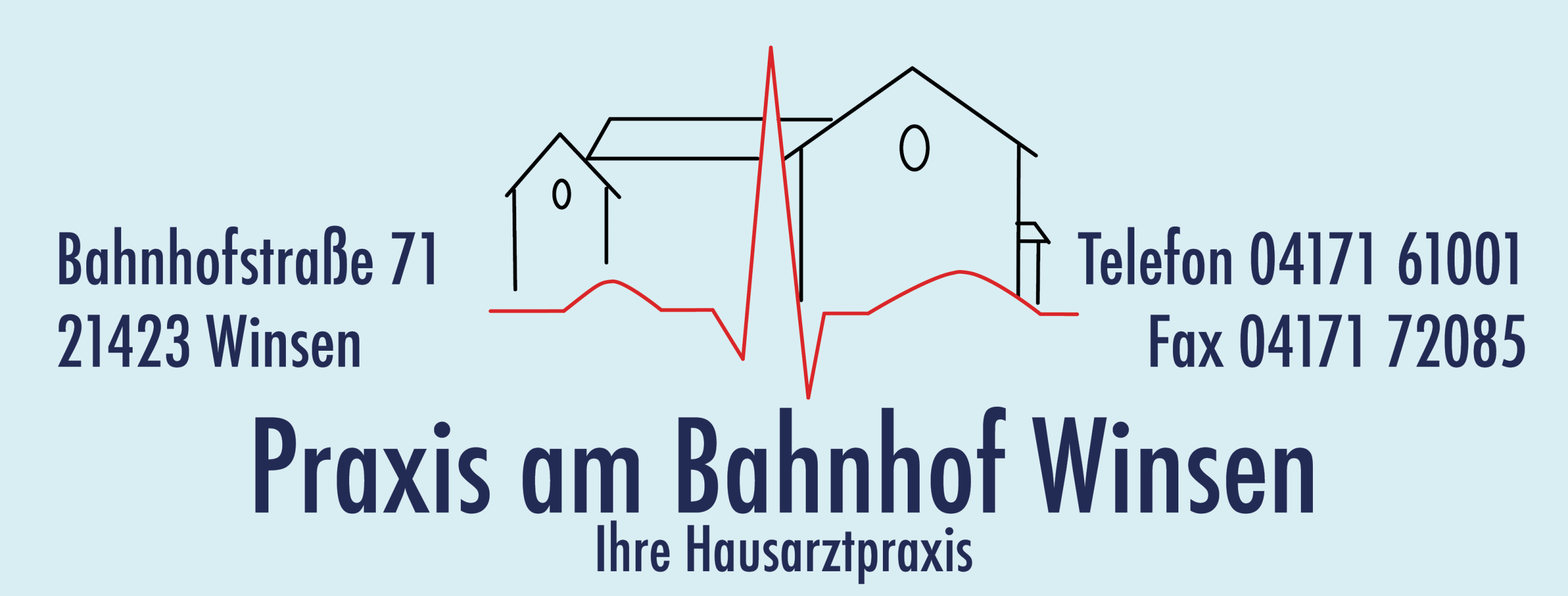 Praxislogo mit Adresse und Telefonnummer